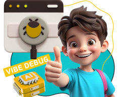 Тестирование & Vibe Debug. Охотники за багами - КИБЕРшкола программирования для детей, компьютерные курсы для школьников, начинающих и подростков - KIBERone г. Ярославль